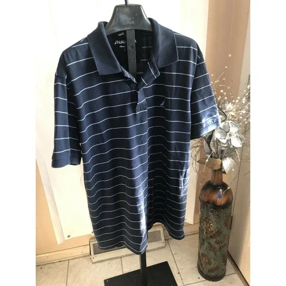 Nautica Men's Striped T Shirt Sleeve Collar Polo Shir - Picture 4 of 12